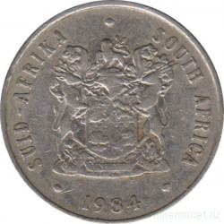 Монета. Южно-Африканская республика (ЮАР). 20 центов 1984 год.