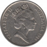 Монета. Австралия. 10 центов 1989 год. ав.