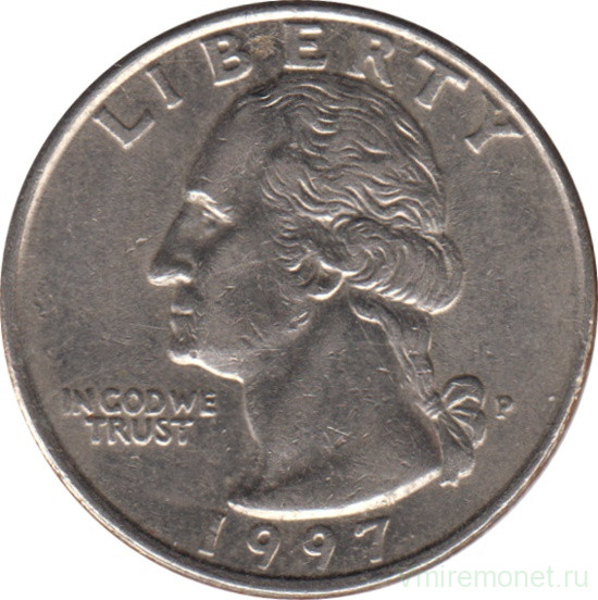 Монета. США. 25 центов 1997 год. Монетный двор P.