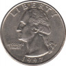  Монета. США. 25 центов 1997 год. Монетный двор P. ав.