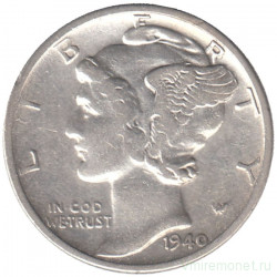 Монета. США. 10 центов 1940 год. Монетный двор D. 