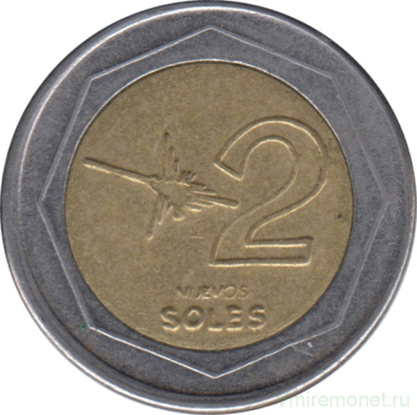 Монета. Перу. 2 соля 1995 год.