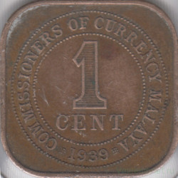 Монета. Малайя (Малайзия). 1 цент 1939 год.
