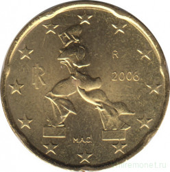 Монета. Италия. 20 центов 2006 год.