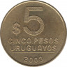Монета. Уругвай. 5 песо 2003 год. ав.