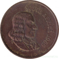 Монета. Южно-Африканская республика (ЮАР). 1 цент 1965 год. Аверс - "SOUTH AFRICA".