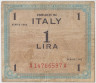 Банкнота. Италия. Американская оккупация. 1 лира 1943 год. Тип М10b. ав.