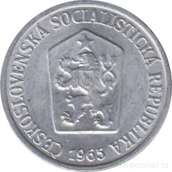 Монета. Чехословакия. 10 геллеров 1965 год.