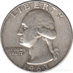 Монета. США. 25 центов 1963 год. Монетный двор D.