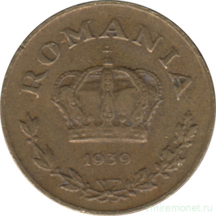 Монета. Румыния. 1 лей 1939 год.