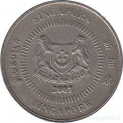 Монета. Сингапур. 50 центов 2007 год.