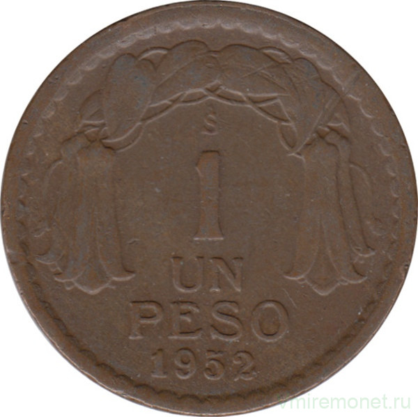 Монета. Чили. 1 песо 1952 год.