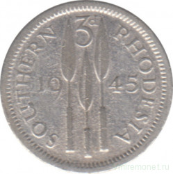 Монета. Южная Родезия. 3 пенса 1945 год.
