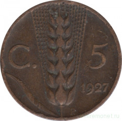 Монета. Италия. 5 чентезимо 1927 год.