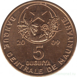 Монета. Мавритания. 5 угий 2009 год.