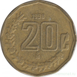 Монета. Мексика. 20 сентаво 1998 год.