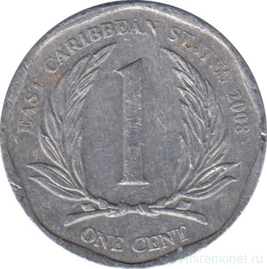 Монета. Восточные Карибские государства. 1 цент 2008 год.