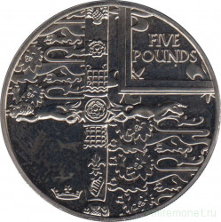 Монета. Олдерни. 5 фунтов 2002 год. 50 лет правления Королевы Елизаветы II. Эфес.