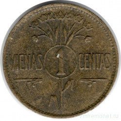Монета. Литва. 1 цент 1925 год.
