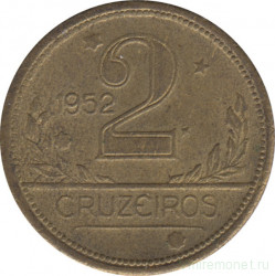 Монета. Бразилия. 2 крузейро 1952 год.