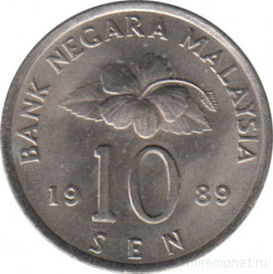 Монета. Малайзия. 10 сен 1989 год.