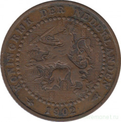 Монета. Нидерланды. 1 цент 1902 год.