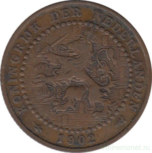Монета. Нидерланды. 1 цент 1902 год.