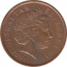 Монета. Гибралтар. 1 пенни 2001 год. ав.