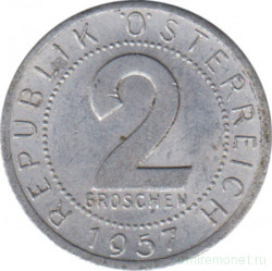Монета. Австрия. 2 гроша 1957 год.