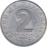 Монета. Австрия. 2 гроша 1957 год. ав.