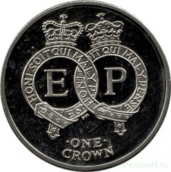 Монета. Великобритания. Остров Вознесения. 1 крона 2011 год. Королева Елизавета II и Принц Филипп.