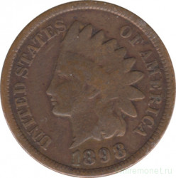 Монета. США. 1 цент 1898 год.