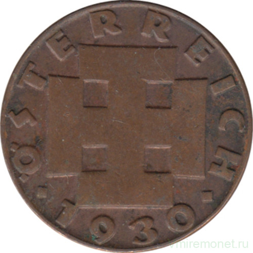 Монета. Австрия. 2 гроша 1930 год.