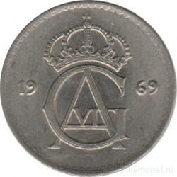 Монета. Швеция. 25 эре 1969 год.