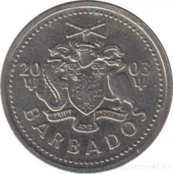 Монета. Барбадос. 10 центов 2003 год.