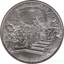 Монета. Венгрия. 2000 форинтов 2019 год. 175 лет со дня рождения Михая Мункачи.