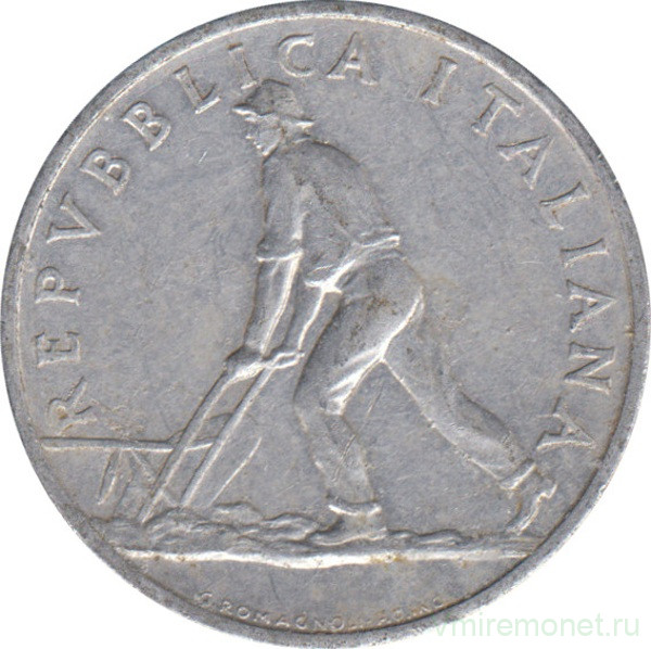 Монета. Италия. 2 лиры 1948 год.