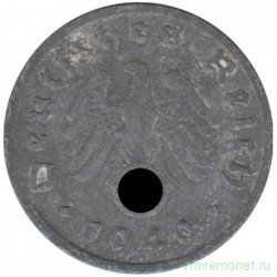 Монета. Германия. Третий Рейх. 1 рейхспфенниг 1940 год. Монетный двор - Мюльденхаттен (E). (цинк). Монета. Германия. Третий Рейх. 1 рейхспфенниг 1940 год. Монетный двор - Мюльденхаттен (E). (цинк).