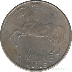 Монета. Норвегия. 1 крона 1971 год.
