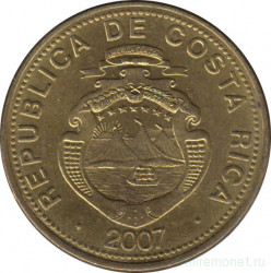 Монета. Коста-Рика. 25 колонов 2007 год.