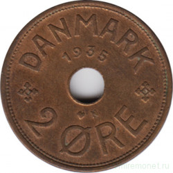 Монета. Дания. 2 эре 1935 год.