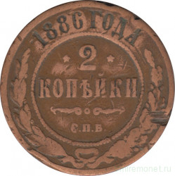 Монета. Россия. 2 копейки 1886 год.