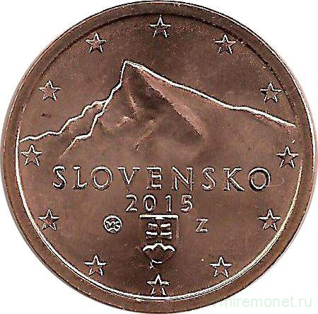 Монета. Словакия. 1 и 2 цента 2015 год.