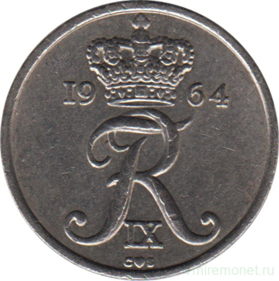 Монета. Дания. 10 эре 1964 год.