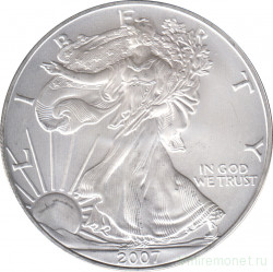 Монета. США. 1 доллар 2007 год. Шагающая свобода.