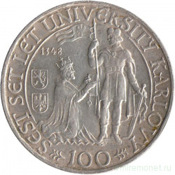 Монета. Чехословакия. 100 крон 1948 год. 600 лет Карлову университету.