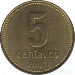 Монета. Аргентина. 5 сентаво 2007 год.