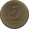 Монета. Аргентина. 5 сентаво 2007 год. ав.