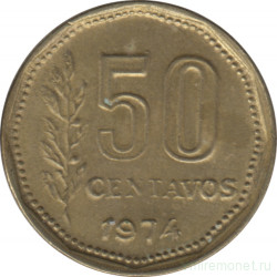 Монета. Аргентина. 50 сентаво 1974 год.