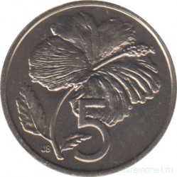 Монета. Острова Кука. 5 центов 1974 год.